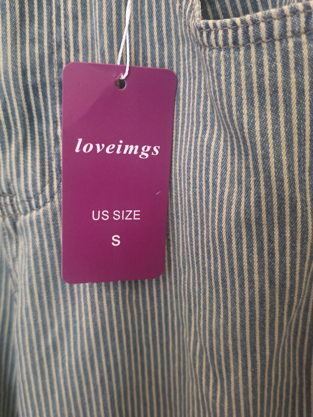 Women’s Blue Striped Barrel Leg Jeans - Picture 3 of 4